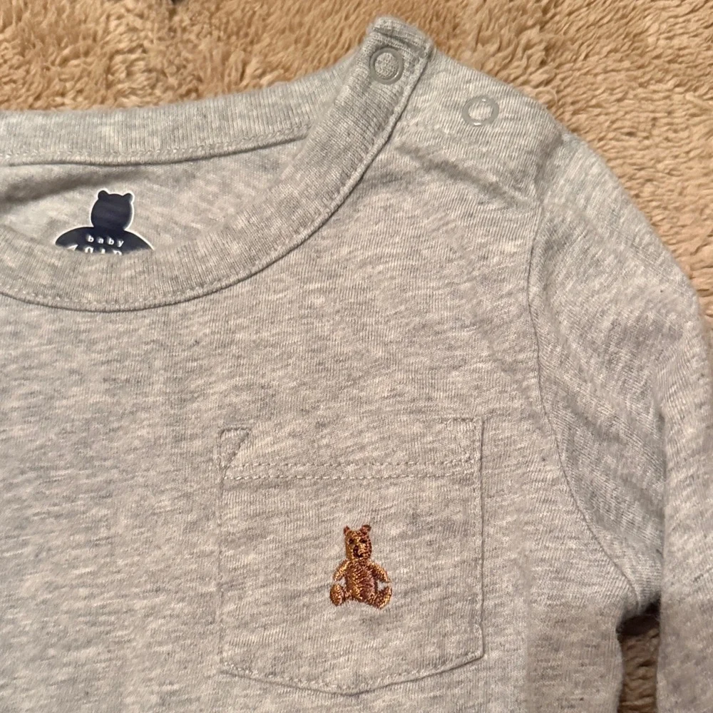 BUNDLE GET 2 Navy & GRAY  LSleeve Kids One-Piece Bodysuit - Embroidered Pocket